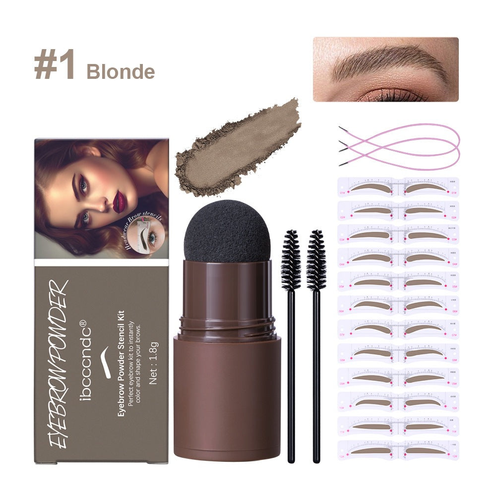 Head-Mounted Eyebrow Stamp Kit, Waterproof Long-Lasting Eyebrow Powder with Contouring Powder, Instant Natural Brow Shaper teemdrop