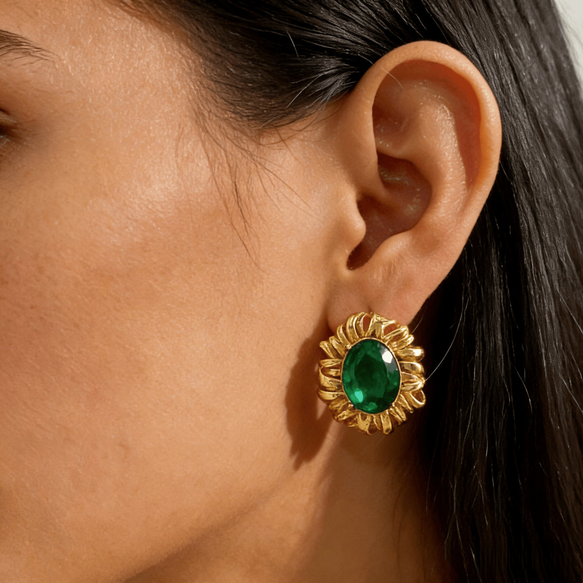 French Retro Oval Mesh Earrings