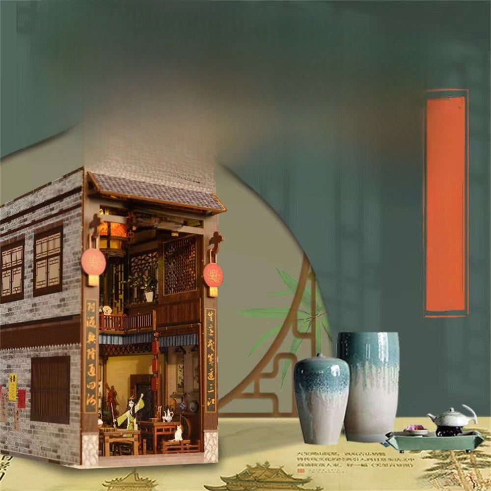 DIY Wooden Miniature Library Cabin Book Nook Building Kit