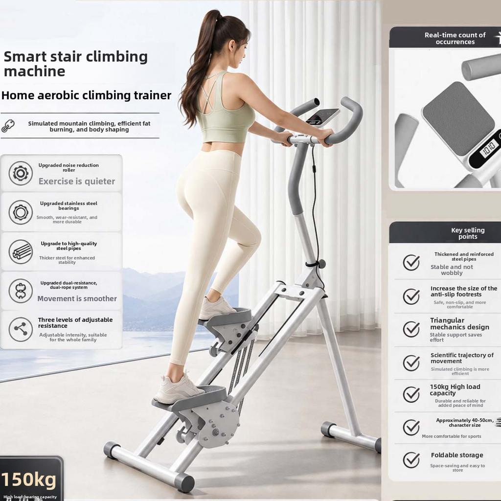 Foldable Home Climbing Stepper Machine with Adjustable Armrest teemdrop