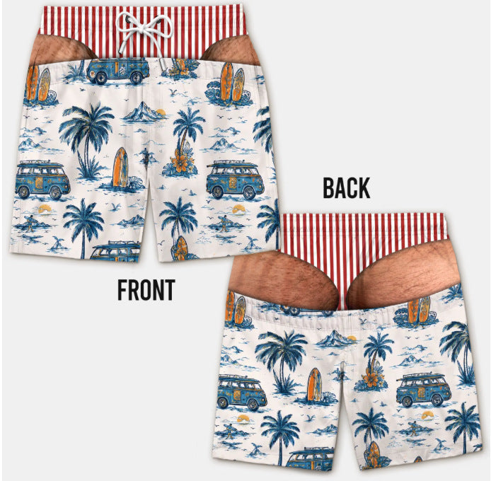 Men's 3D Patriotic Print Loose Beach Shorts