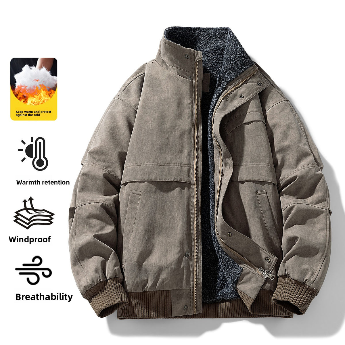Mens Fleece Lined Winter Jacket