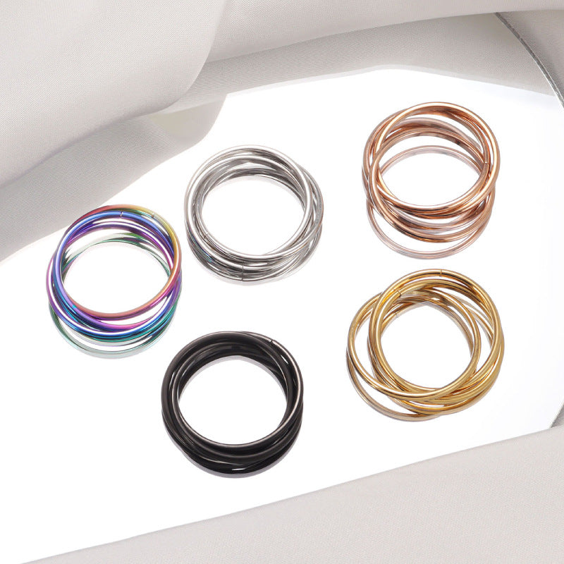 Three Ring Interlocking Titanium Steel Rotating Rings