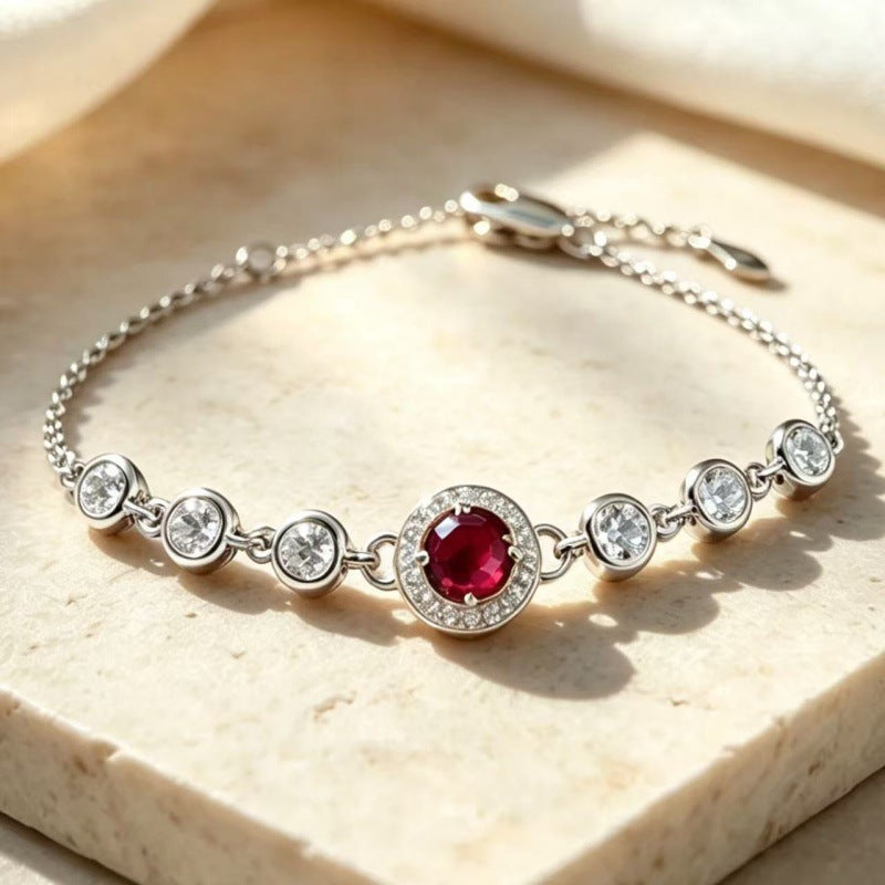 Women's S925 Silver Birthstone Bracelet with Natural Gemstones Gold Plated