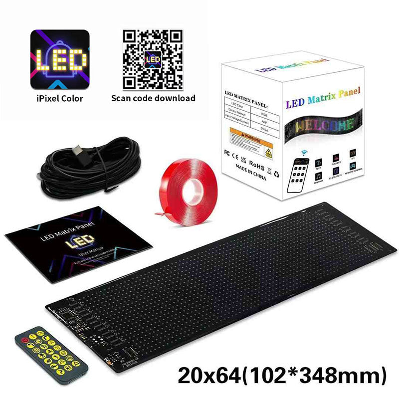Programmable Flexible LED Car Sign Display with APP Control, Full Color RGB Matrix Panel for Vehicle Window teemdrop