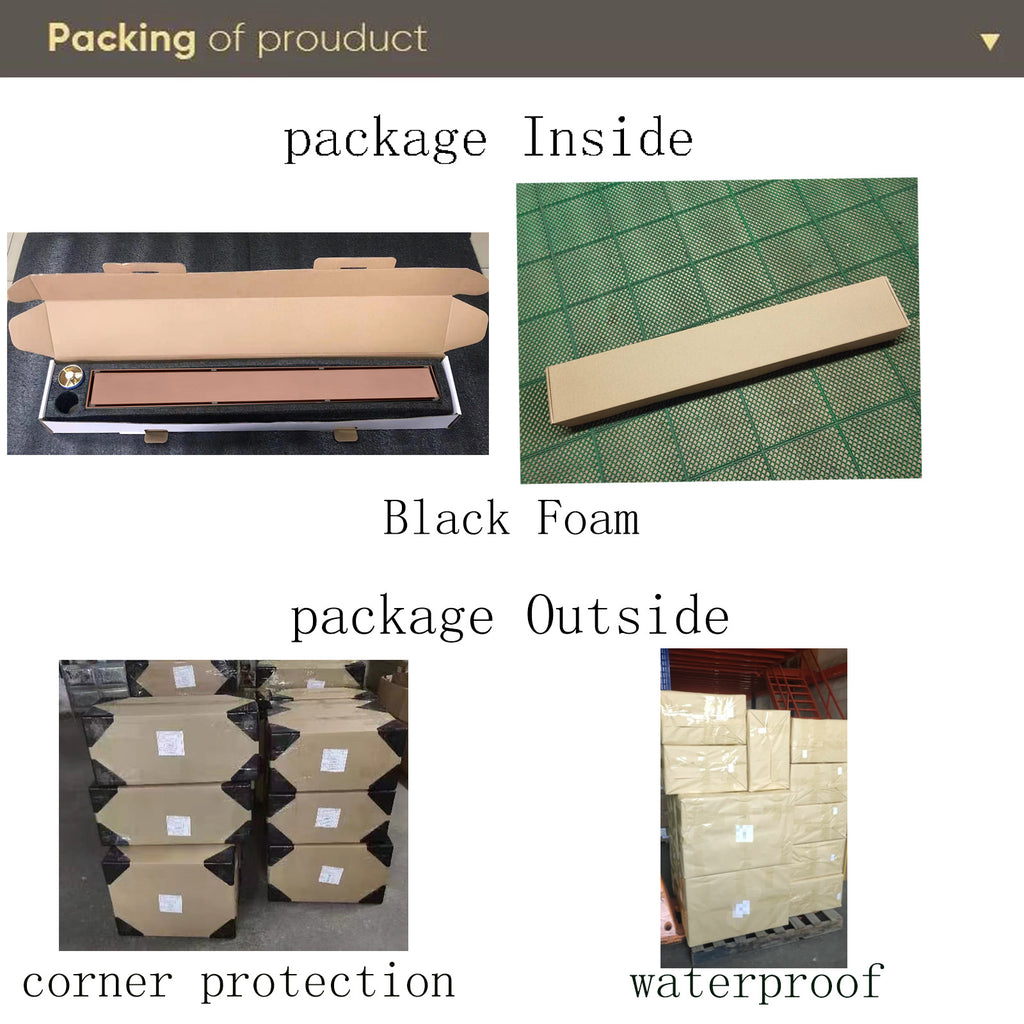 Rose Gold Copper Anti-Odor Concealed Tile Insert Square Linear Floor Drain teemdrop