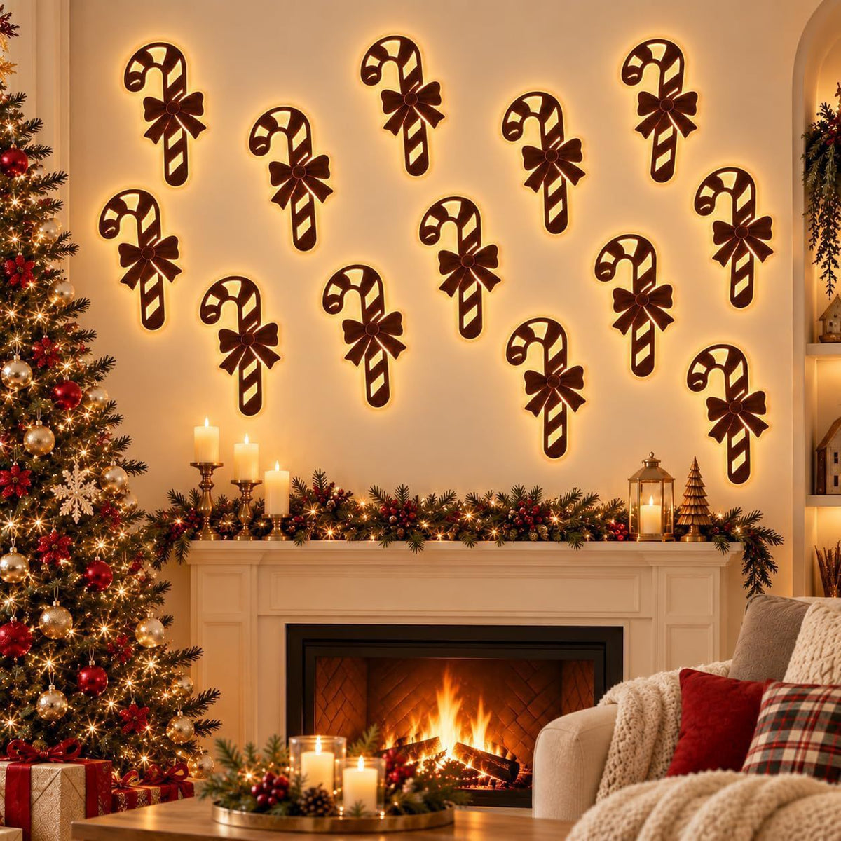 Christmas light-up wall silhouettes