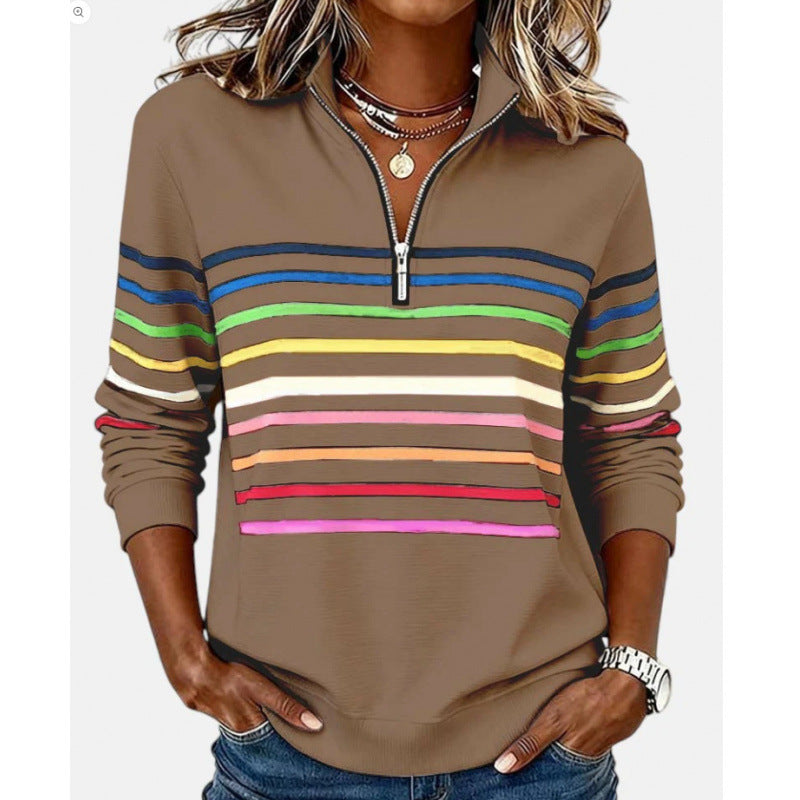 Fall/Winter Half-Zip Printed Sweatshirt teemdrop