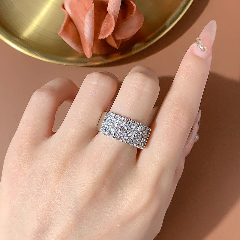 Zircon Flower Copper Ring Elegant Simple Versatile Fashion Jewelry