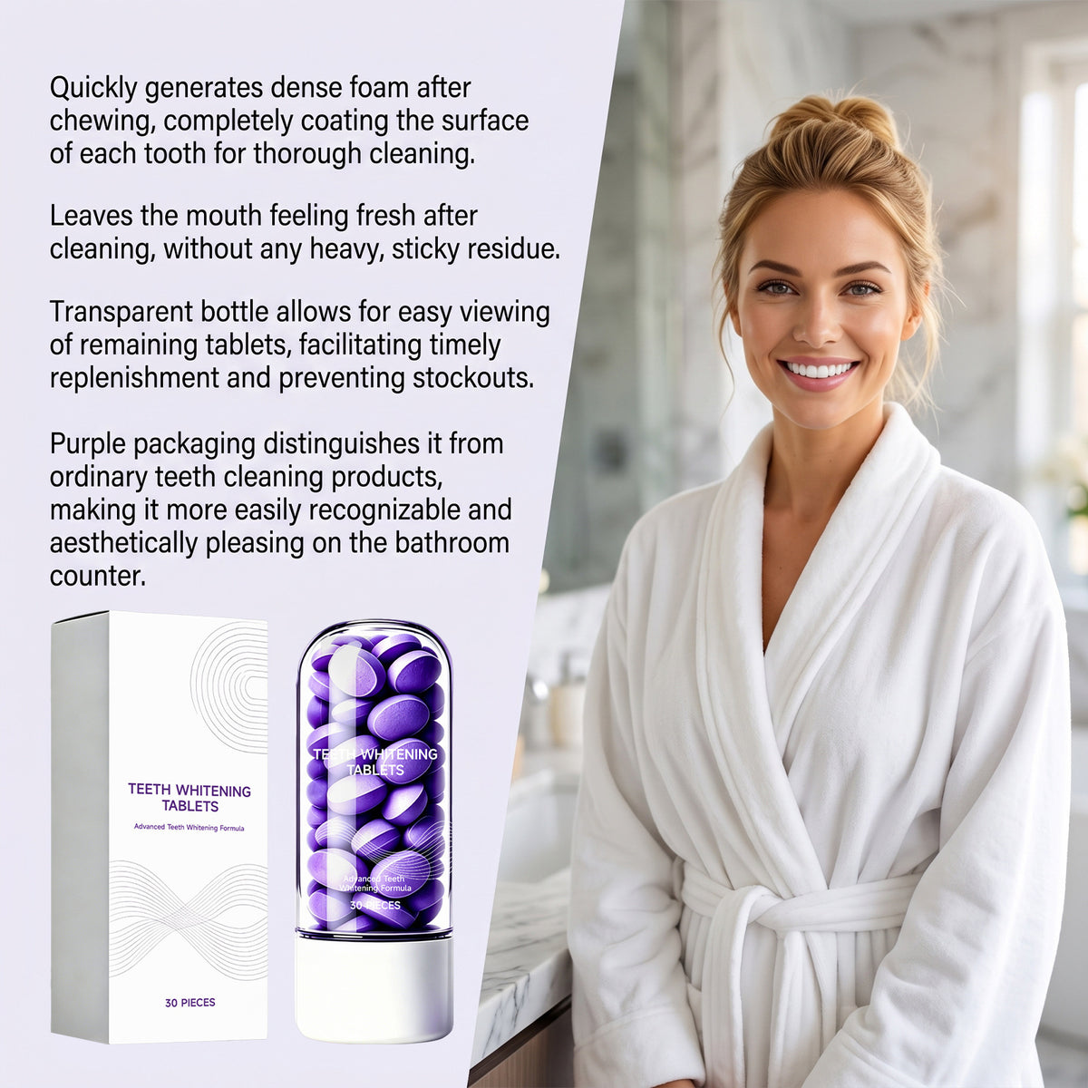 Purple toothpaste tablet