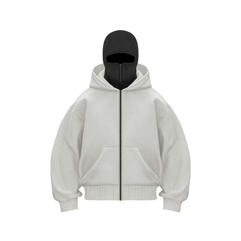 Double-layer hooded zip-up sweatshirt teemdrop