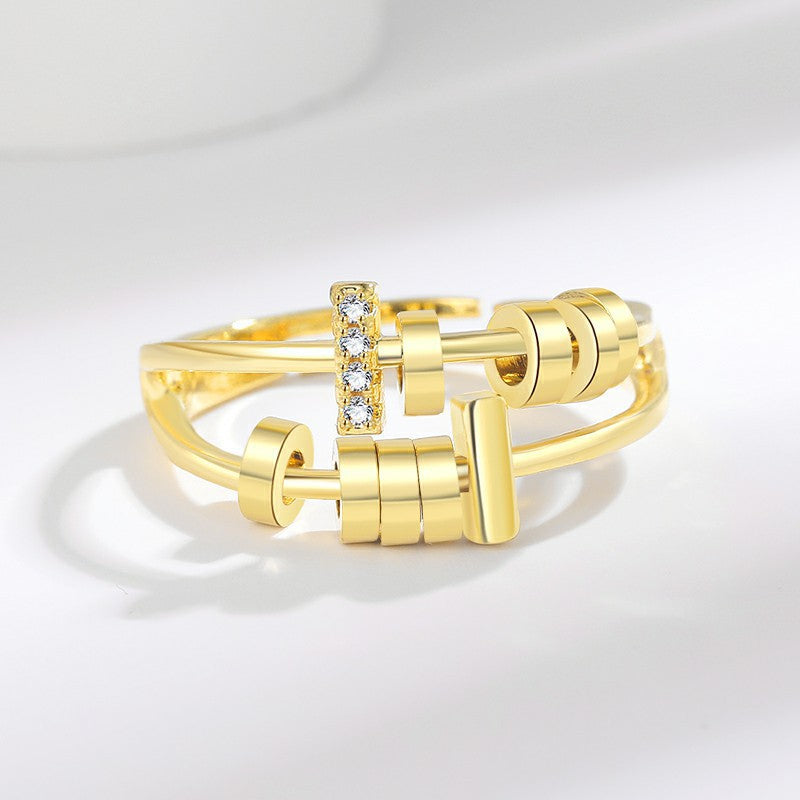 Anti-anxiety and stress-relieving rotating copper band ring