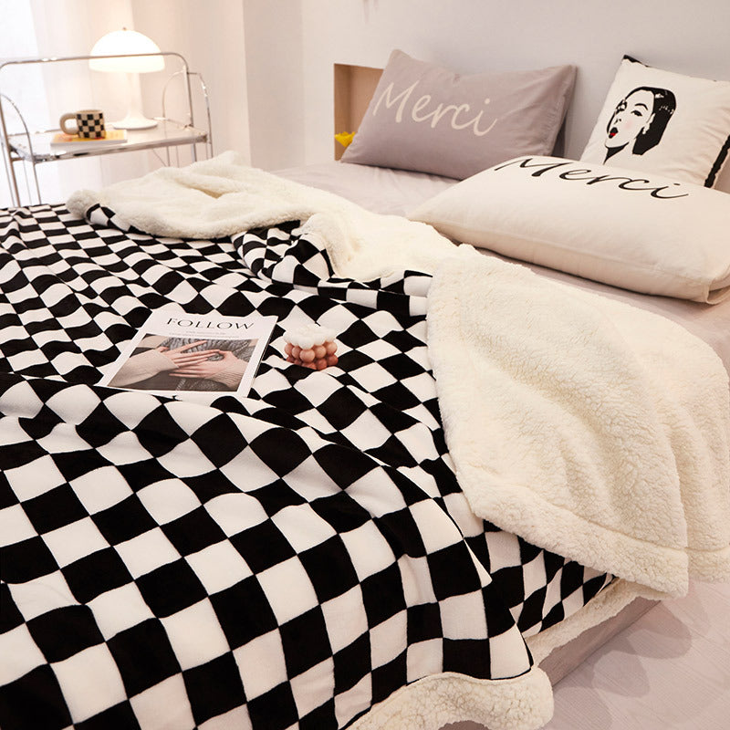 Double-Layer Thickened Polyester Fleece Blanket teemdrop