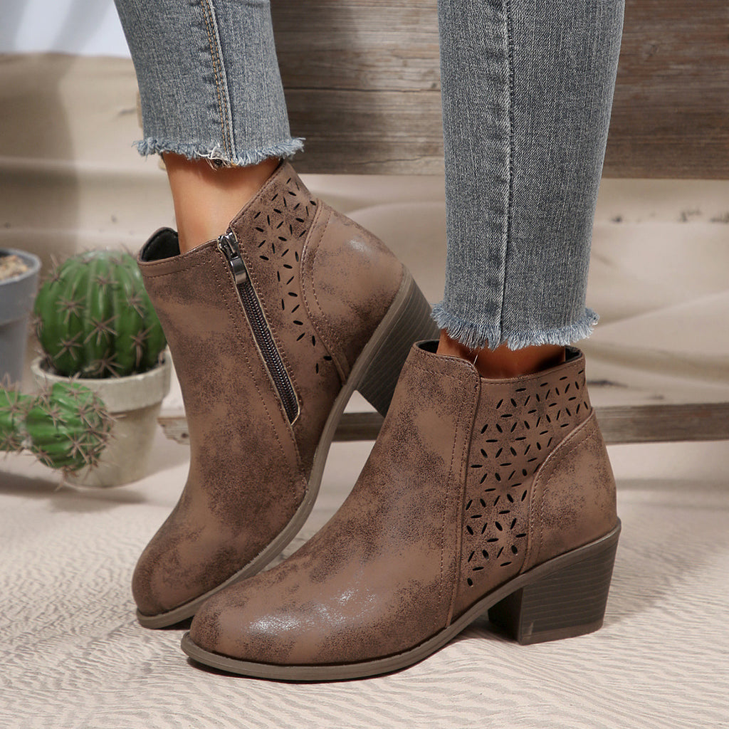 Women's Boots Thick Heel Round Toe teemdrop