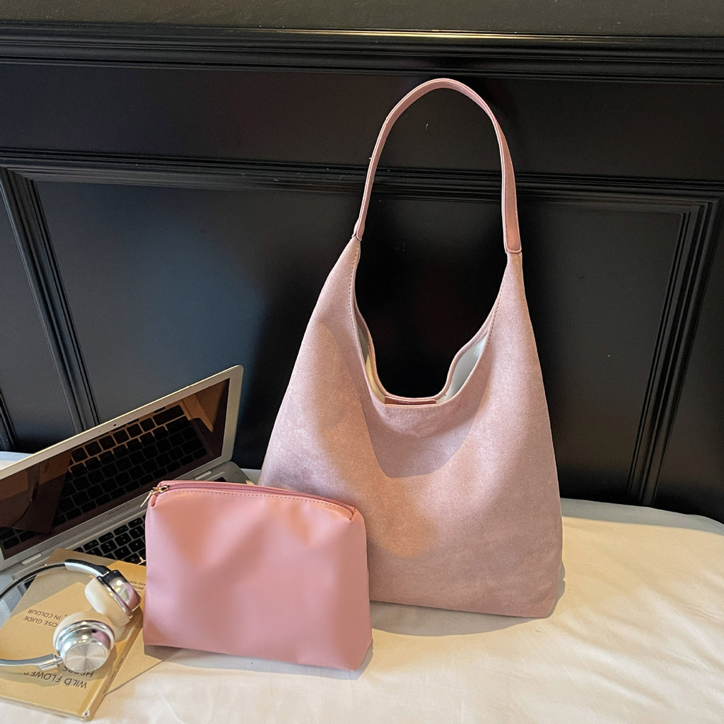 Retro Frosted Solid Color Large-Capacity Single Shoulder Bag
