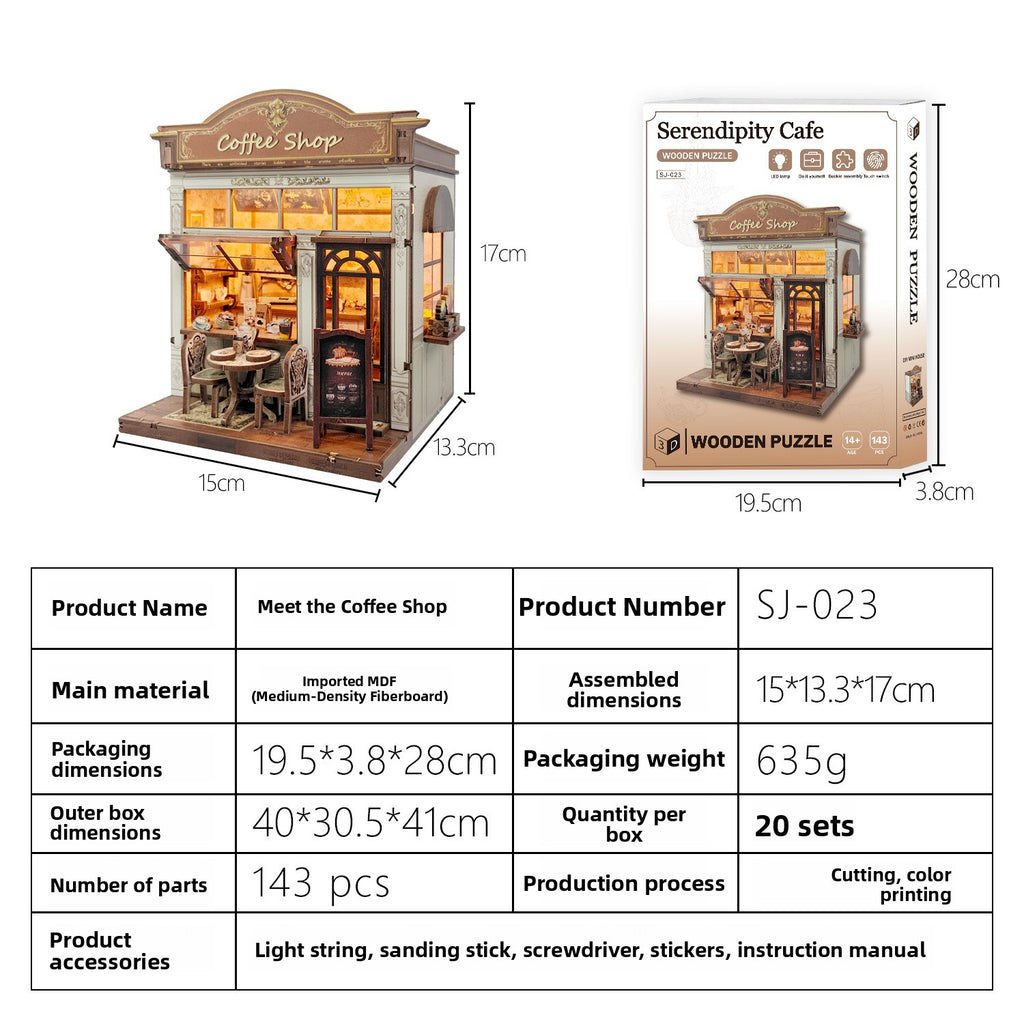 DIY Wooden Miniature House 3D Puzzle Model Building Kit with LED Light teemdrop