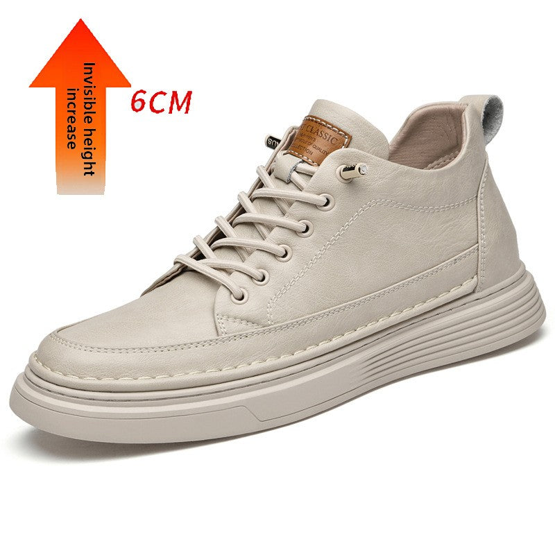 Cowhide platform height-increasing sneakers teemdrop
