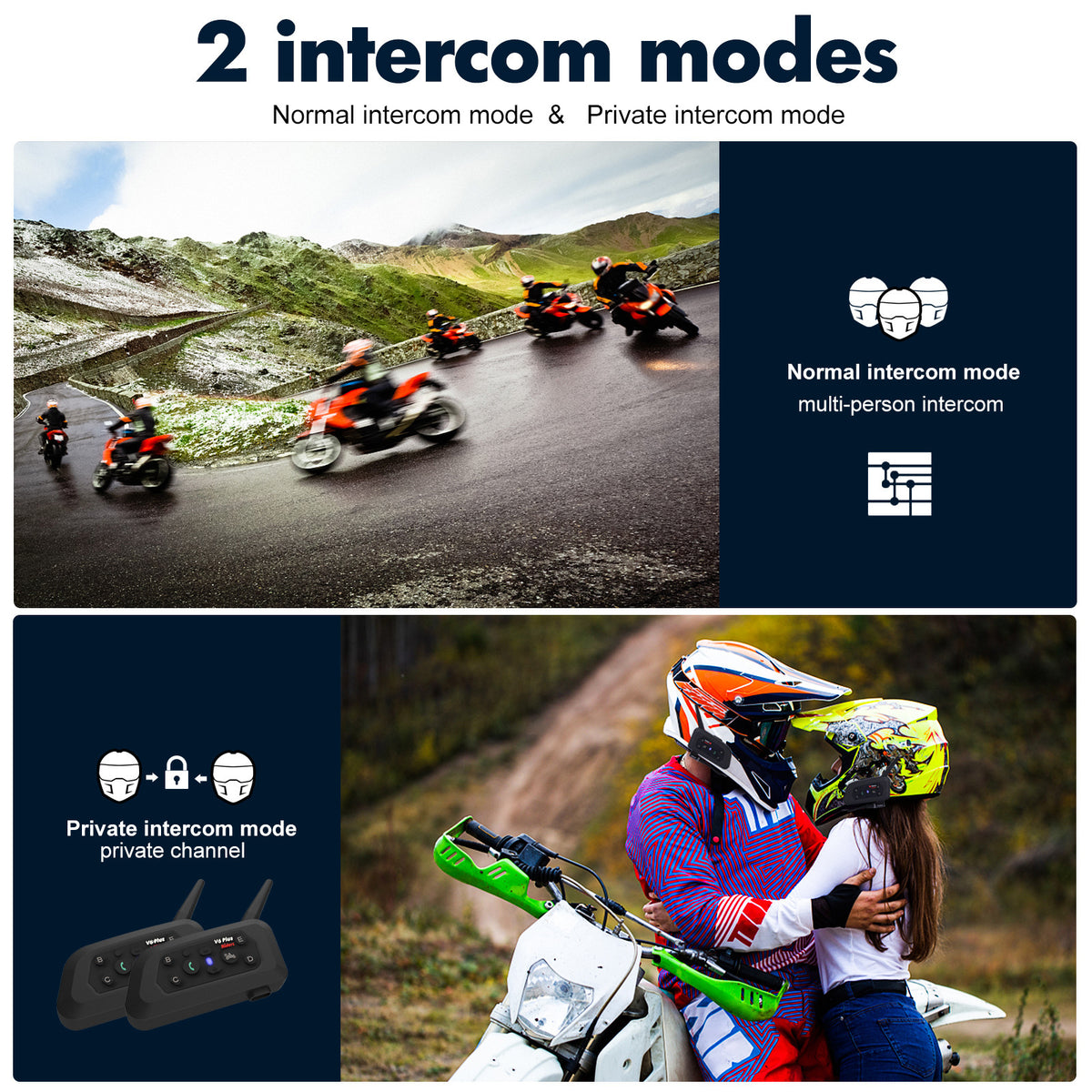 Motorcycle Helmet Bluetooth Headset with Intercom