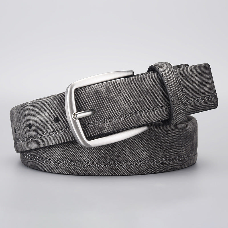 Men's PU Leather Belt with Creative Denim Pattern and Pin Buckle teemdrop