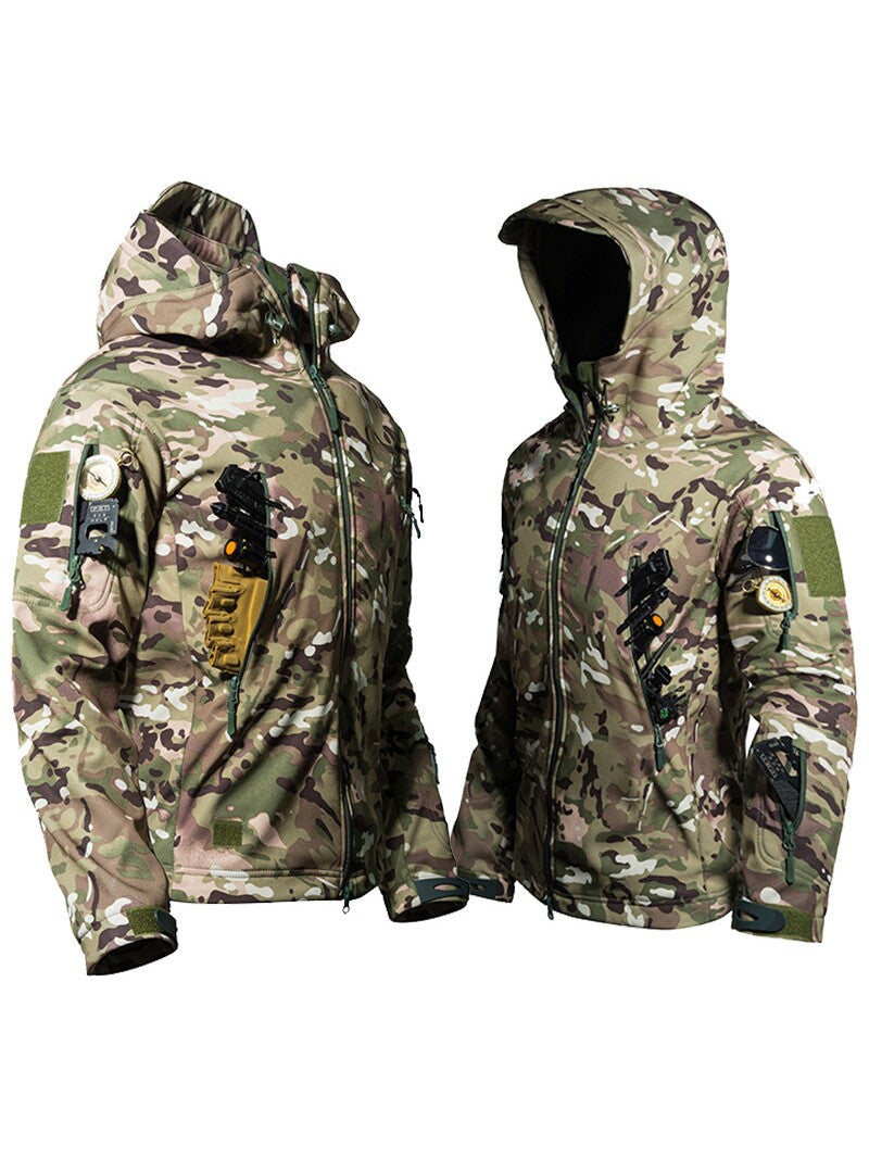 Mens Windproof Waterproof Fleece Lined Hooded Jacket