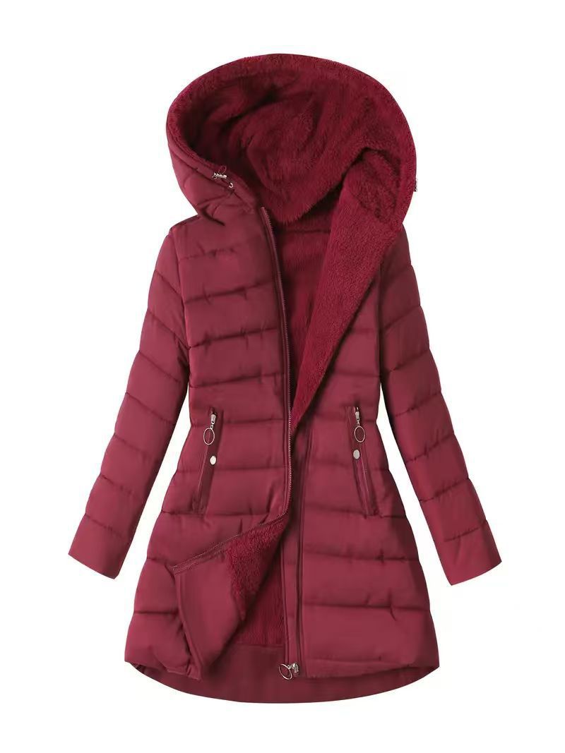 Womens Hooded Mid-Length Cotton Jacket