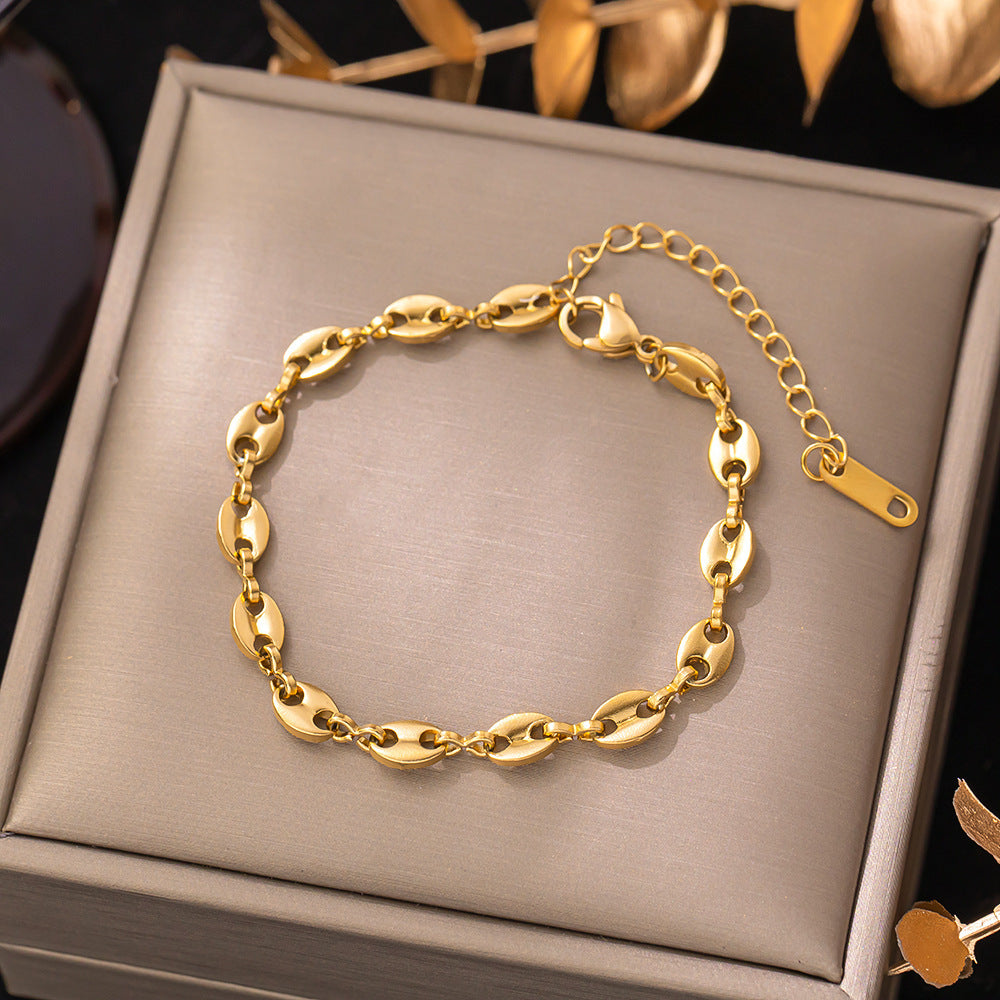 Women's Titanium Steel Inlaid Charm Bracelet Versatile Fashion Jewelry teemdrop