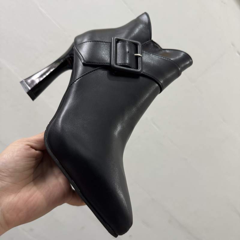Women's PU Leather Thick Heel Platform Mini Boots with Side Zipper teemdrop