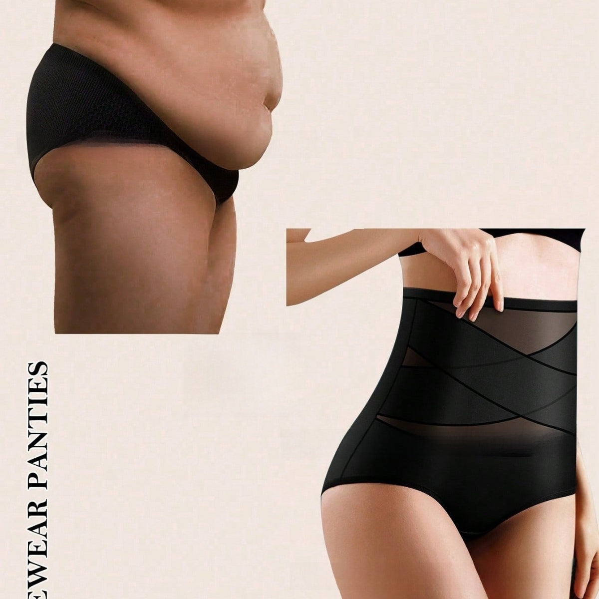 High-Waisted Shaping Briefs with Cross-Tie Tummy Control teemdrop