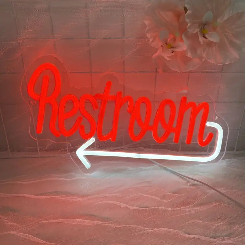 LED neon sign restroom teemdrop