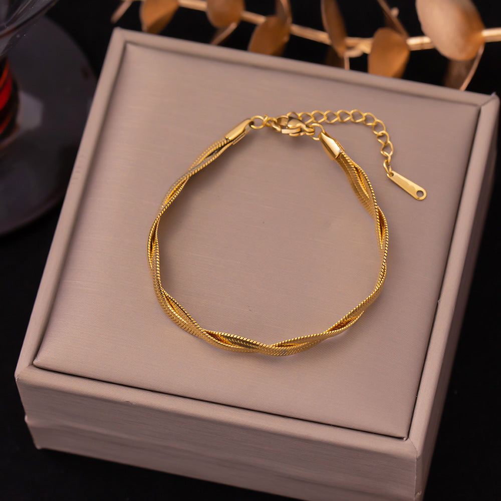 Women's Titanium Steel Inlaid Charm Bracelet Versatile Fashion Jewelry teemdrop