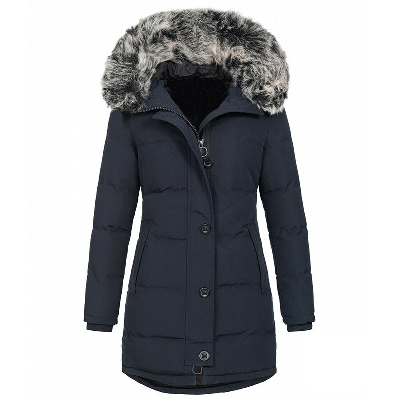 Womens Hooded Long Sleeve Warm Zipper Quilted Jacket teemdrop