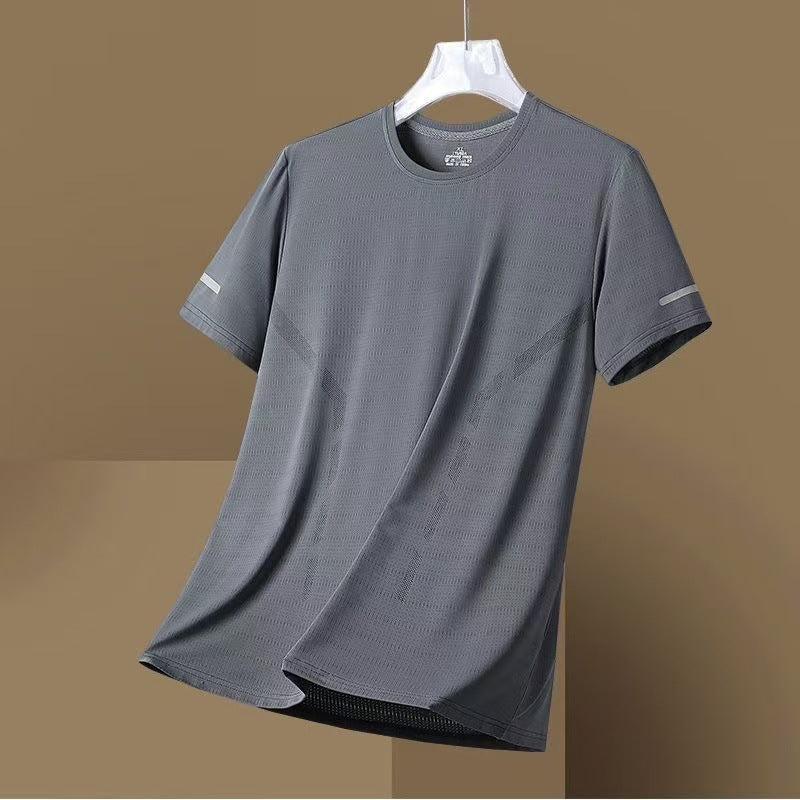 Men's Ice Silk Short Sleeve T-Shirt Quick Dry Breathable Loose Fit Summer Top teemdrop
