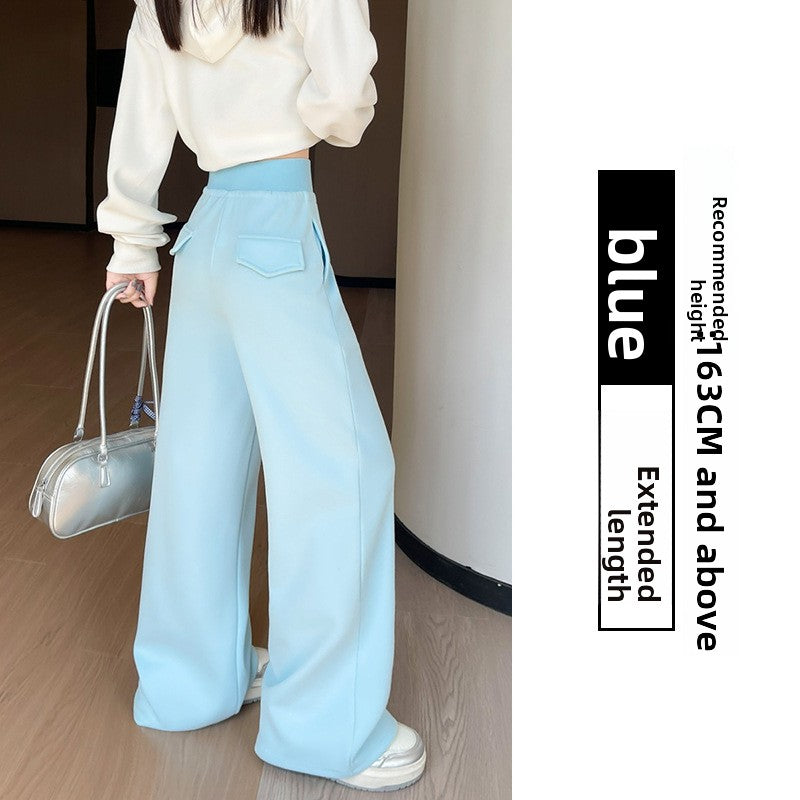 Women's High-Waisted Drapey Wide-Leg Cotton Blend Casual Pants teemdrop