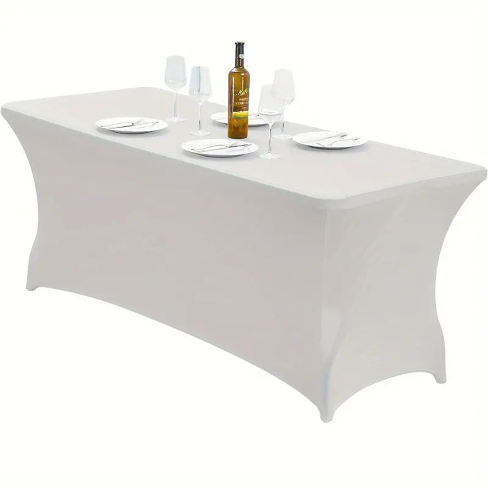 Stretch Spandex Fitted Table Cover Rectangle Elastic Tablecloth for Banquet Wedding Parties