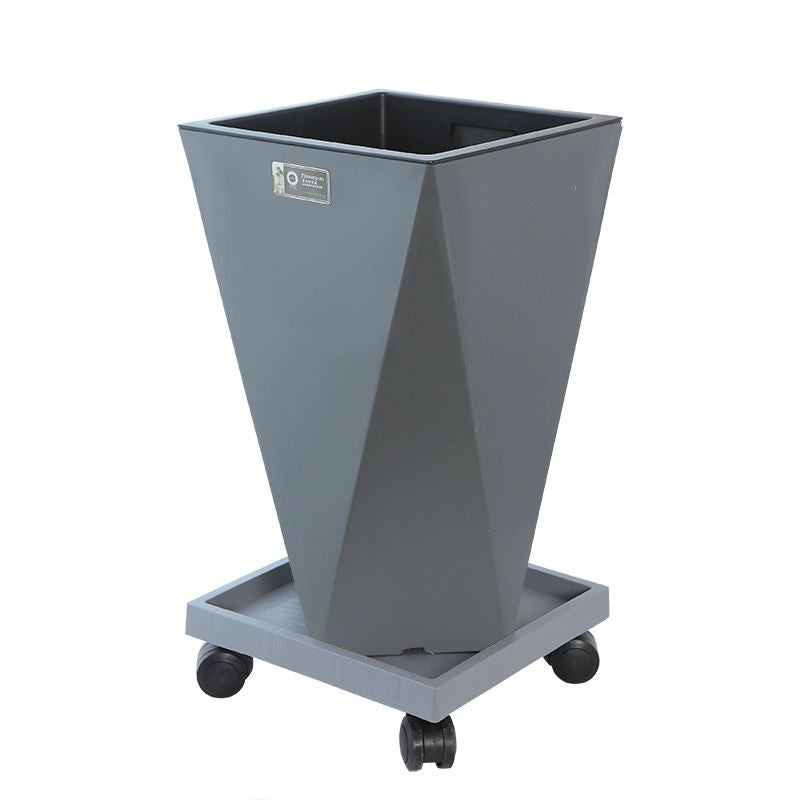 Nordic Style Rectangular Resin Flower Pot with Wheels, Imitation Cement Floor Planter teemdrop