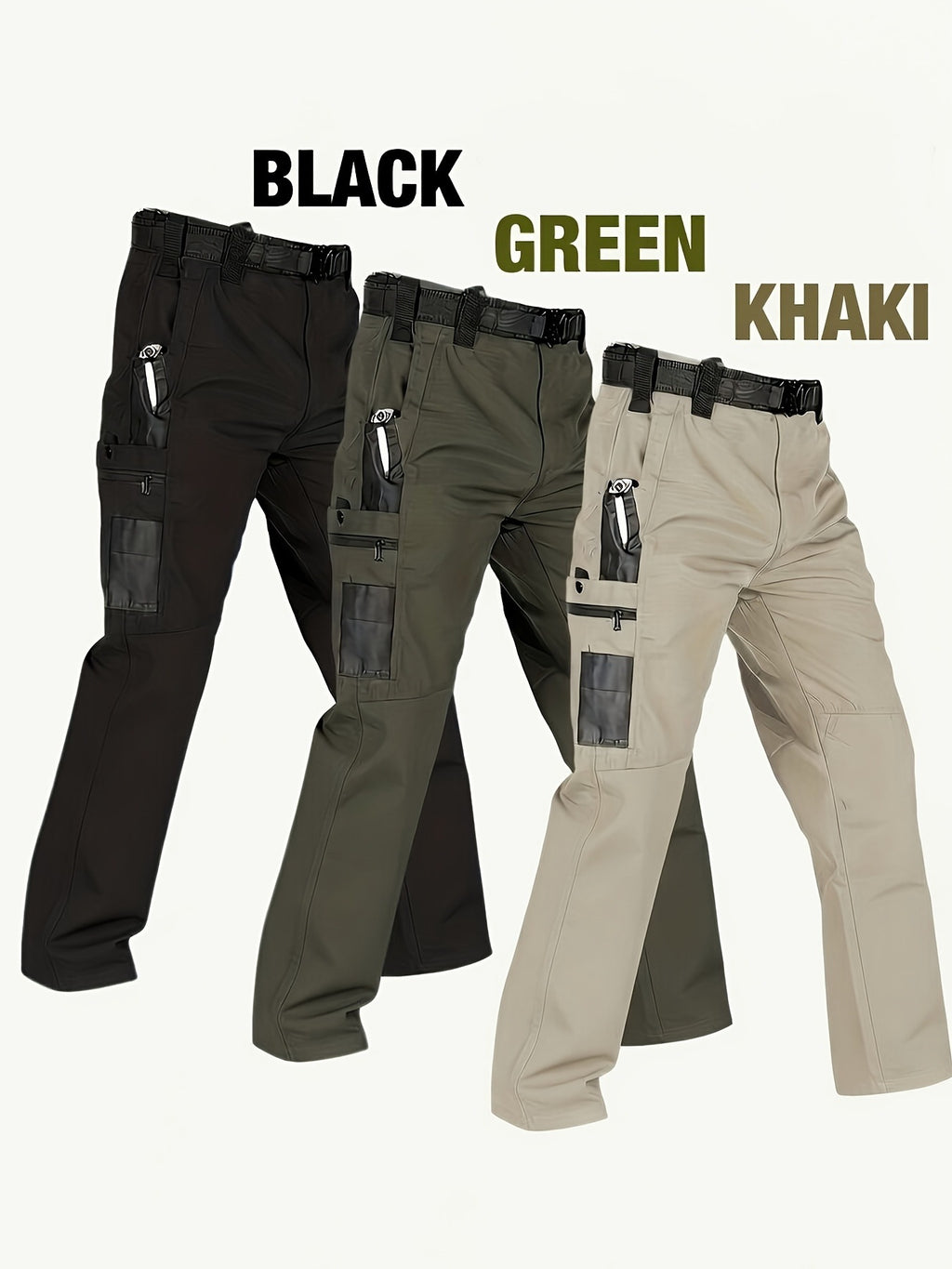 Men's Quick-Dry Tactical Cargo Pants Multi-Pocket Summer Casual Trousers 100% Polyester teemdrop
