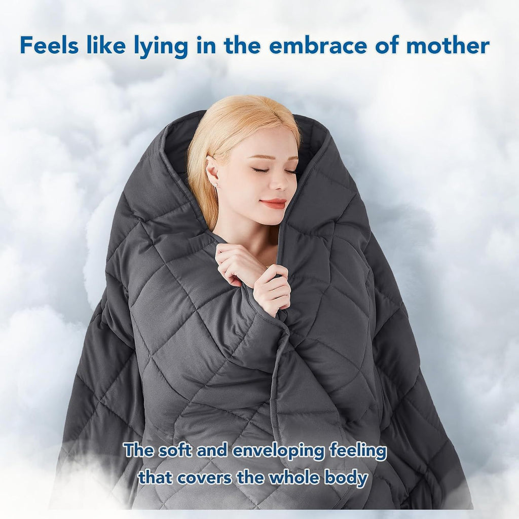 Quilted Microfiber Weighted Blanket for Sleep & Relaxation, Multiple Sizes and Weights teemdrop