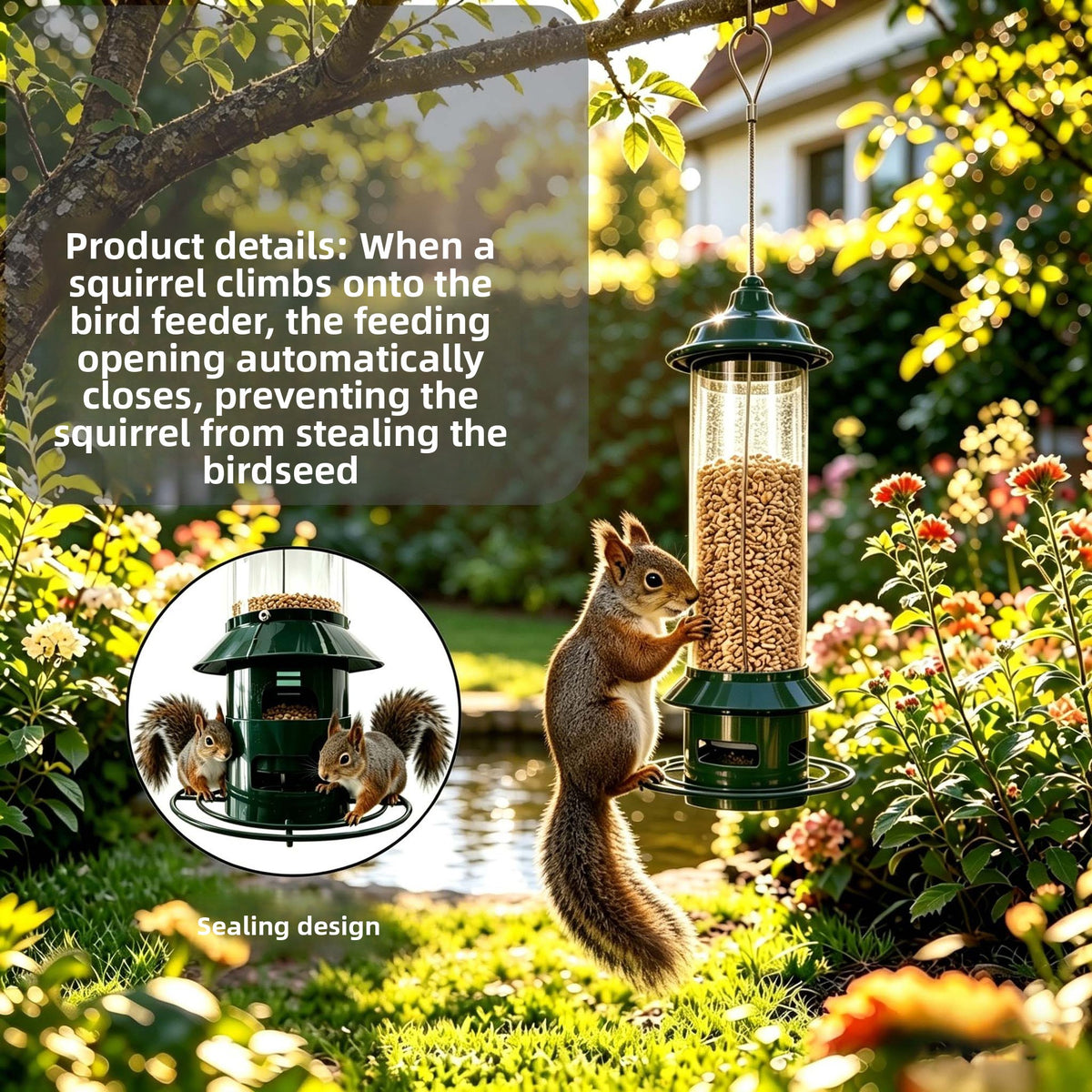 Hanging Anti-Squirrel Automatic Bird Feeder