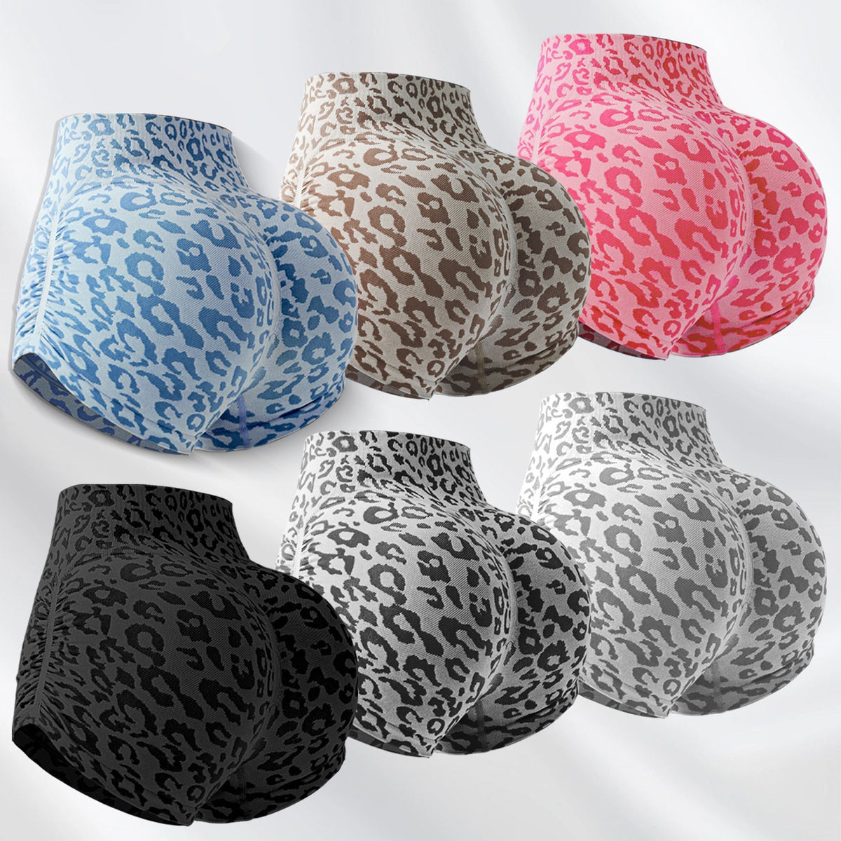 Women's High-Waist Leopard Print Control Yoga Shorts
