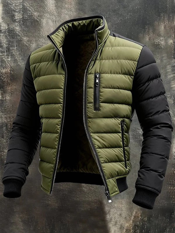 Men's Fleece-Lined Hooded Jacket Winter Thickened Warm Digital Print Zipper Coat teemdrop