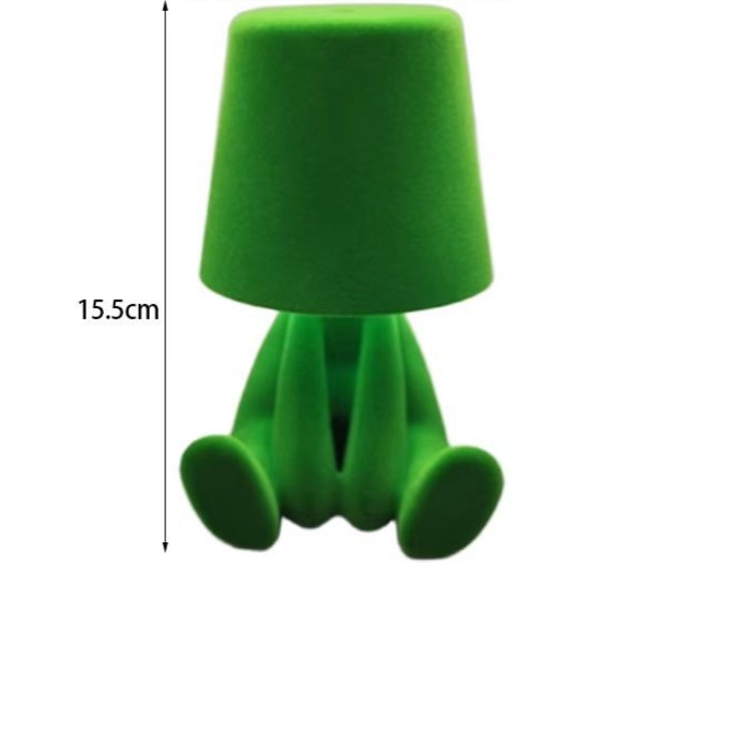 Textile-embroidered thinker figurine - rechargeable touchable night light