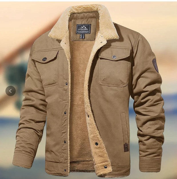 Men's Thickened Fleece Lined Cotton Work Jacket teemdrop