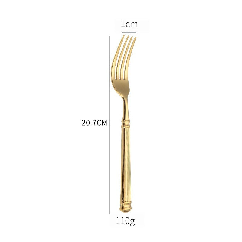 Stainless Steel Western Tableware Knife Fork Spoon Roman Column Design