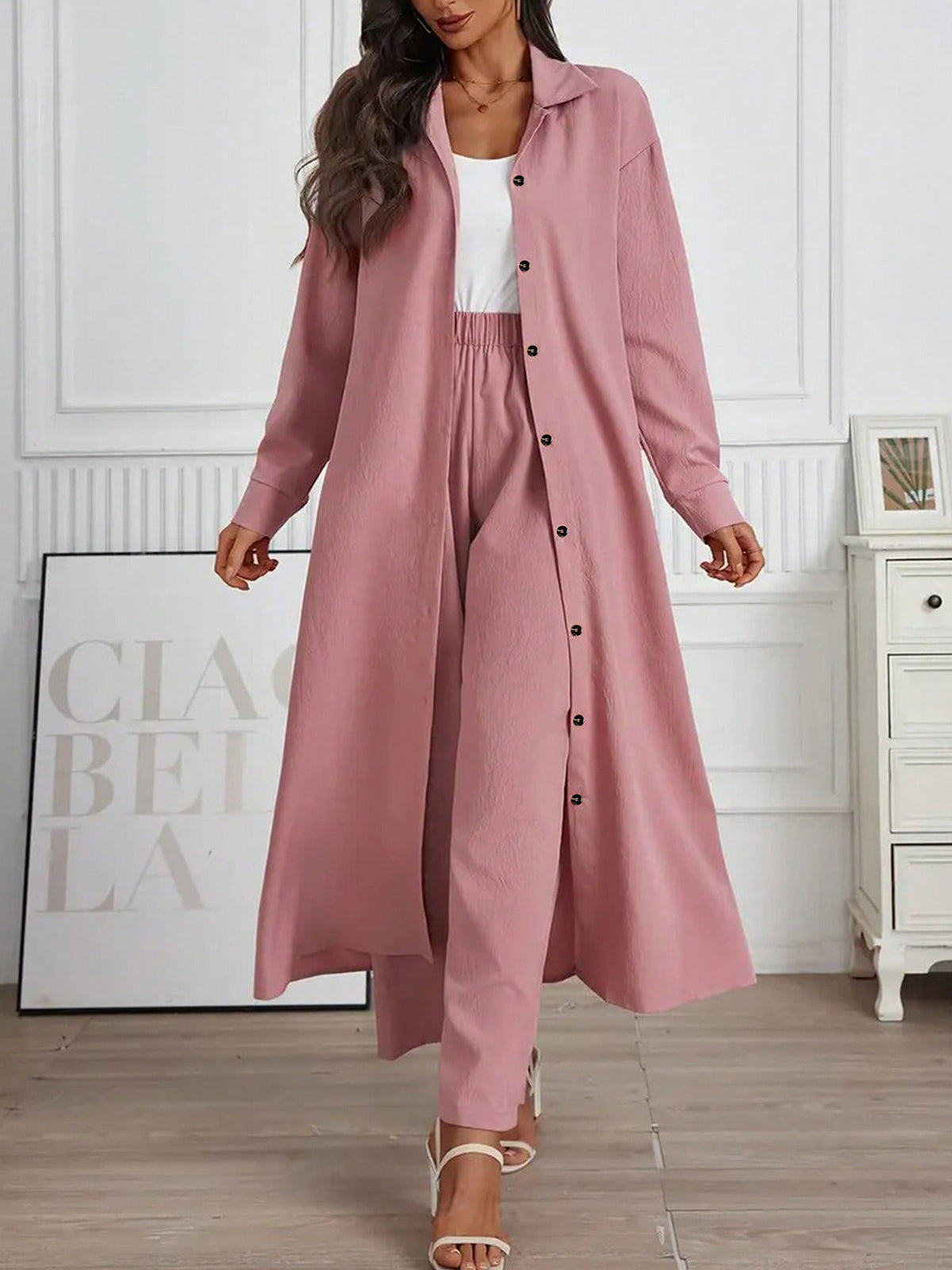 Casual wide-leg straight-leg pants set of two pieces