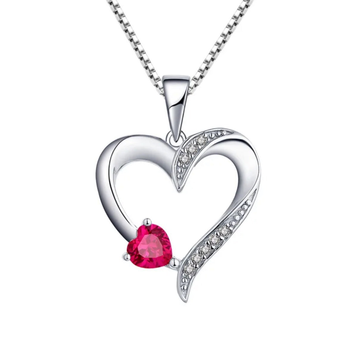 S925 pure silver heart-shaped pendant cross chain necklace