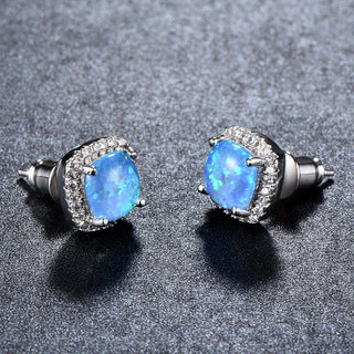 Geometric Full Diamond Zircon Earrings for Women Electroplated Copper Studs