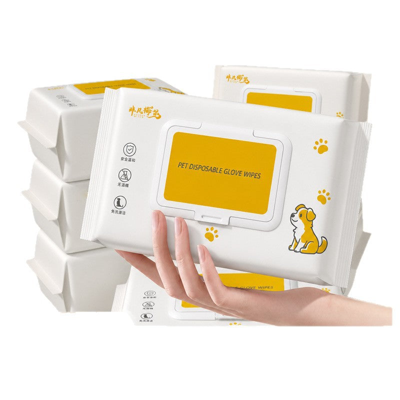 50-Piece Pet Waterless Deodorizing Bathing Gloves teemdrop