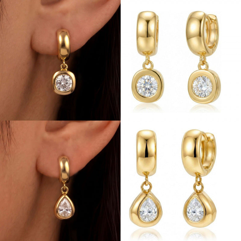 14K gold zircon earrings