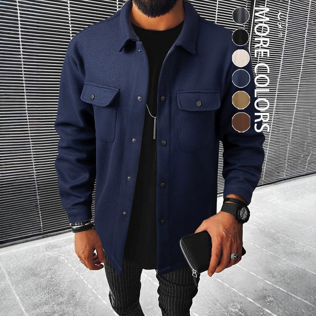 Men's Brushed Polyester Lapel Windproof Casual Jacket teemdrop