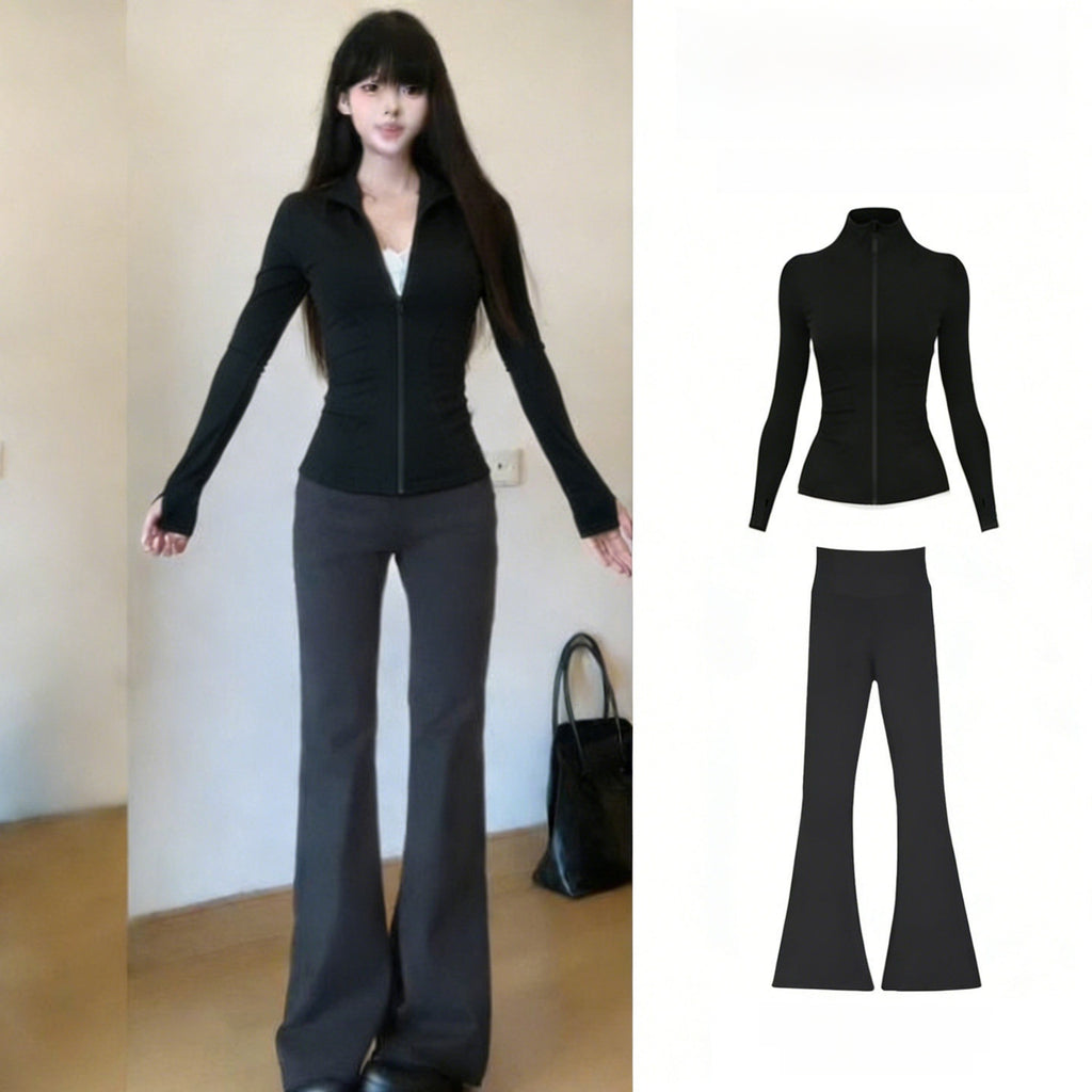 Women's 2-Piece Quick-Dry Long Sleeve Yoga Running Sports Set teemdrop